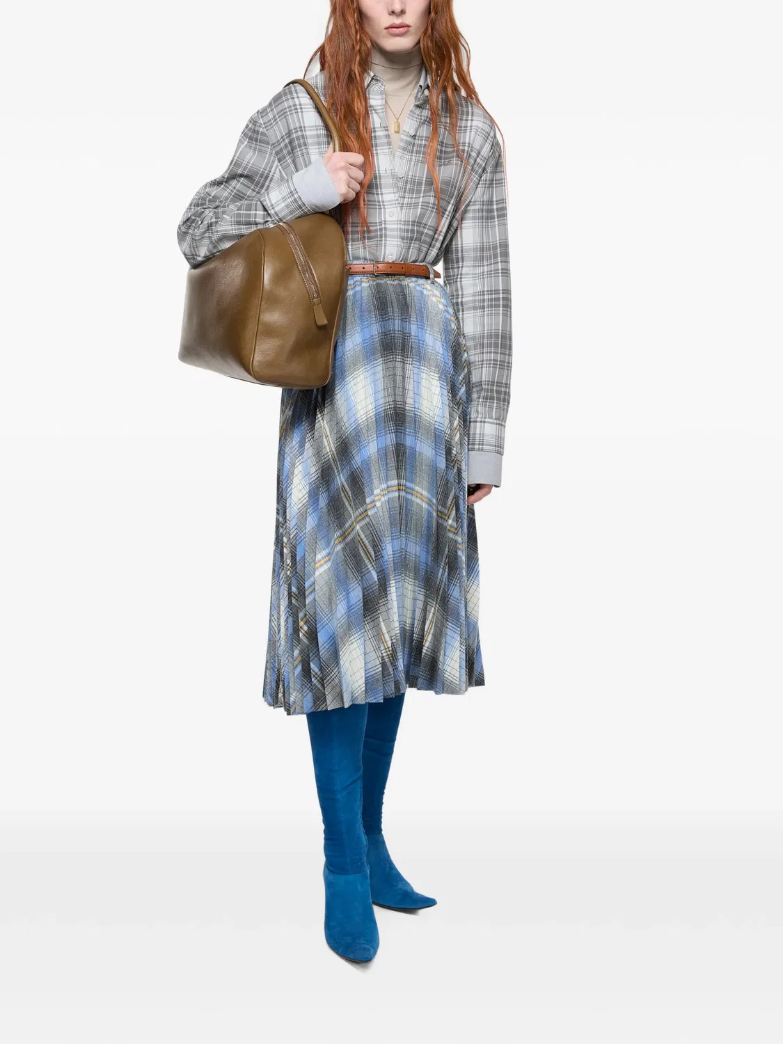 Многослойная фланелевая рубашка, серая Acne Studios, серый — фото 4