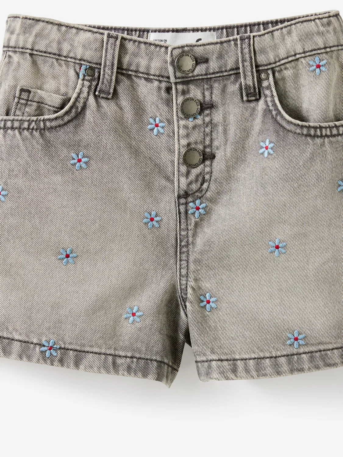 Джинсовые шорты с застежкой на кнопки Cotton On, серый — фото 3