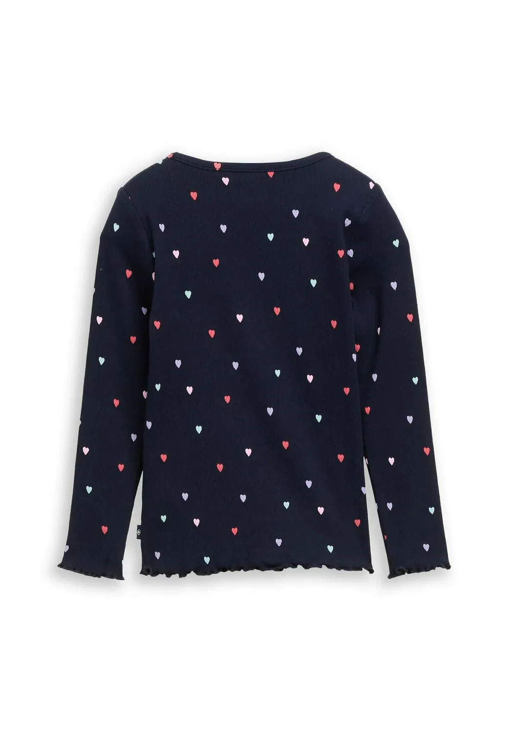 Футболка langarmshirt mit rippstruktur - топ с длинными рукавами Tom Tailor, Navy Colorful Heart — фото 2