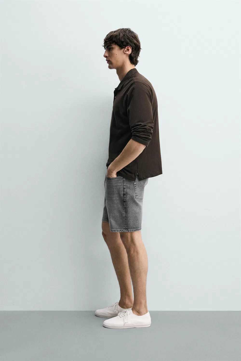 ДЖИНСОВЫЕ ШОРТЫ СТАНДАРТНОГО КРОЯ-БЕРМУДА ZARA, Grey — фото 4