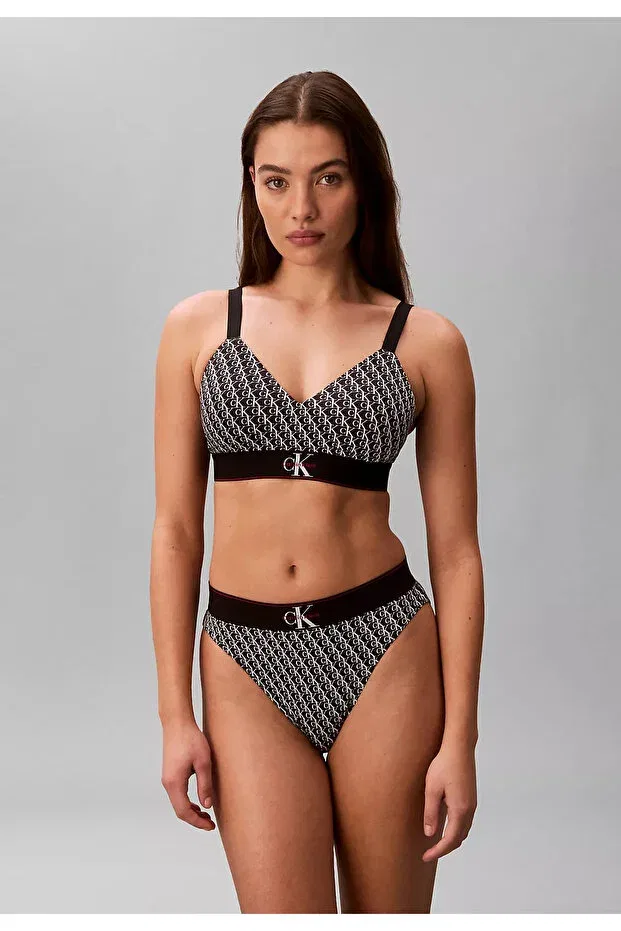 Женское бюстье хлопковое с принтом Calvin Klein, Black — фото 2