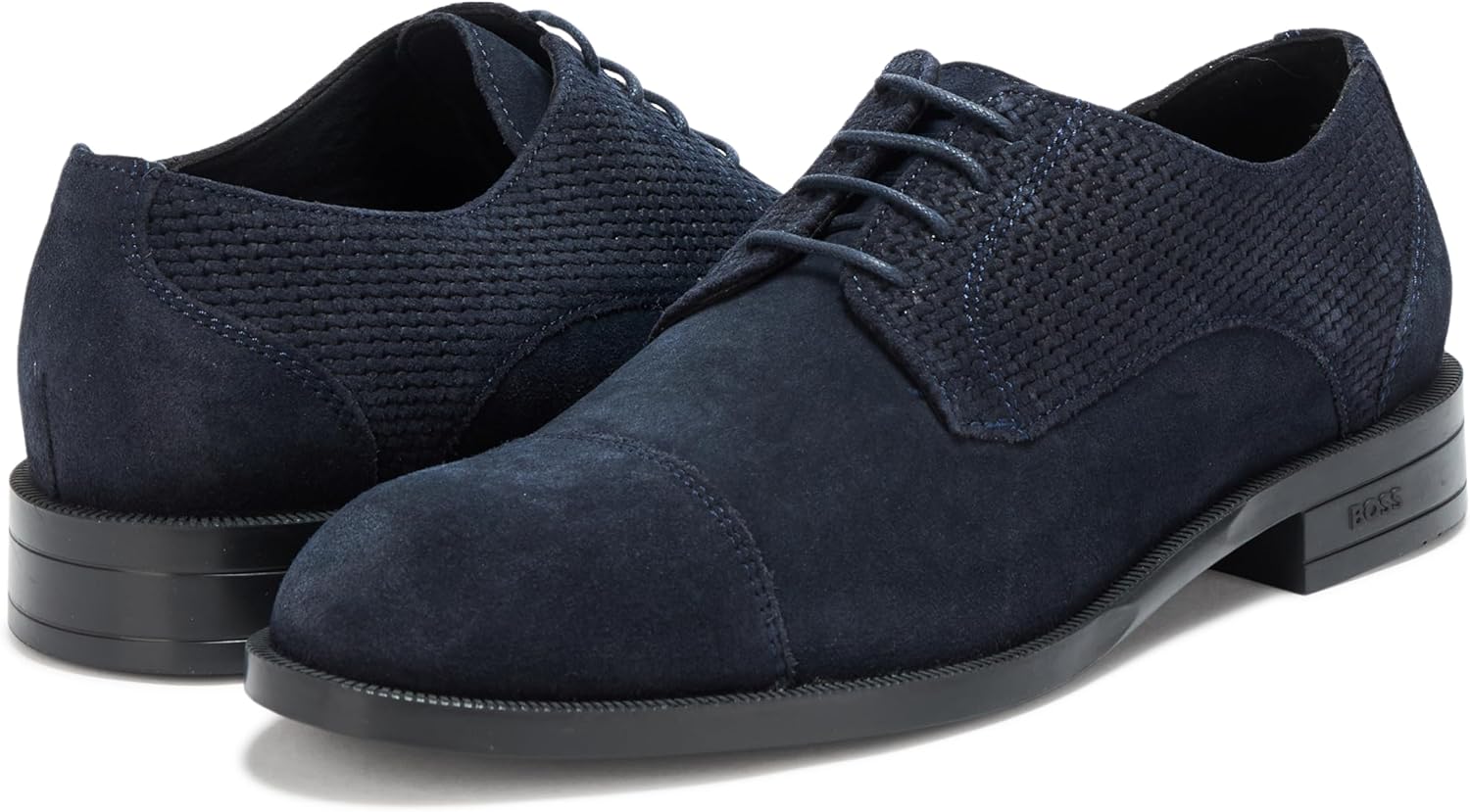 BOSS Мужские туфли-оксфорды Tayil из замши и кожи, Anchors Aweigh Blue — фото 3