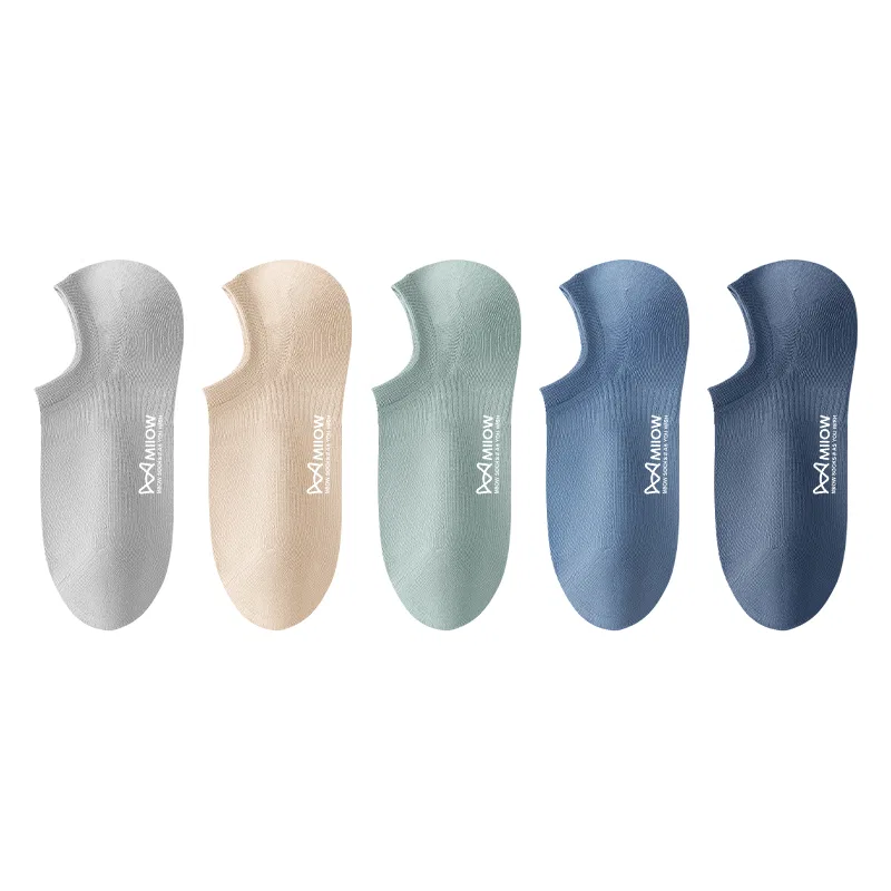 Детские носки-невидимки набор из 5 пар, Light Gray 1+Khaki 1+Army Green 1+Light Blue 1+Dark Blue 1, MIIOW