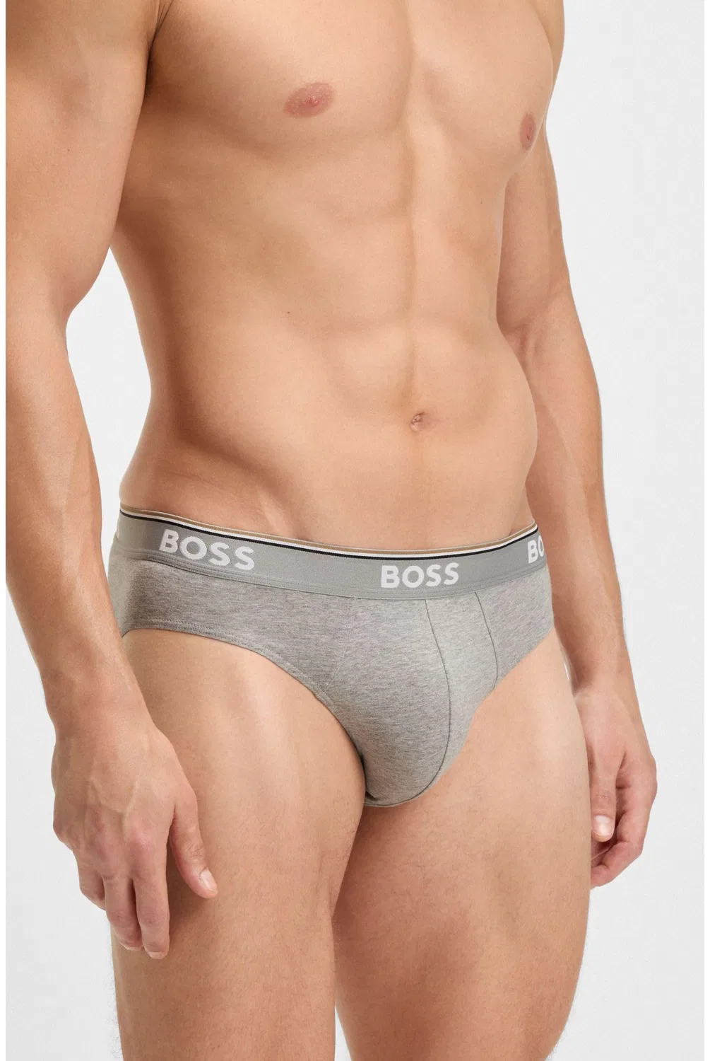 Мужские боксеры с принтом Boss Lettera 3p Power BOSS, Open Grey 61 — фото 3
