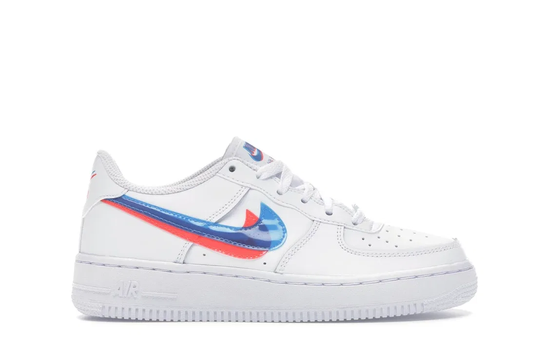 Детские кроссовки для мальчиков с 3D-эффектом Nike Air Force 1 Low, White/Bright Crimson-Blue Hero