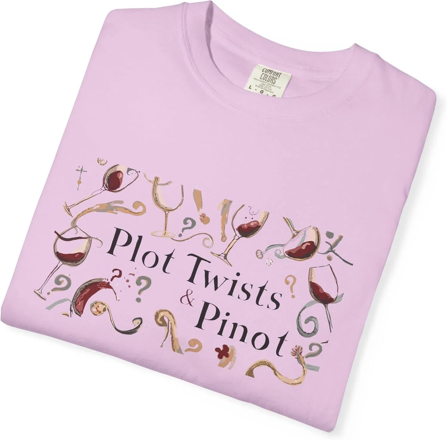 Женская футболка с принтом Plot Twists & Pinot, Wine Lover Tee, Orchid — фото 4
