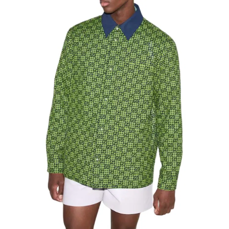 Пуховик GUCCI Gingham, клетчатый узор, зеленый — фото 3