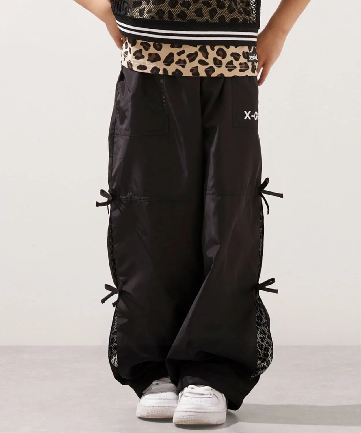Детские шорты-шаровары с боковыми разрезами, модель X-girl Stages, Черный