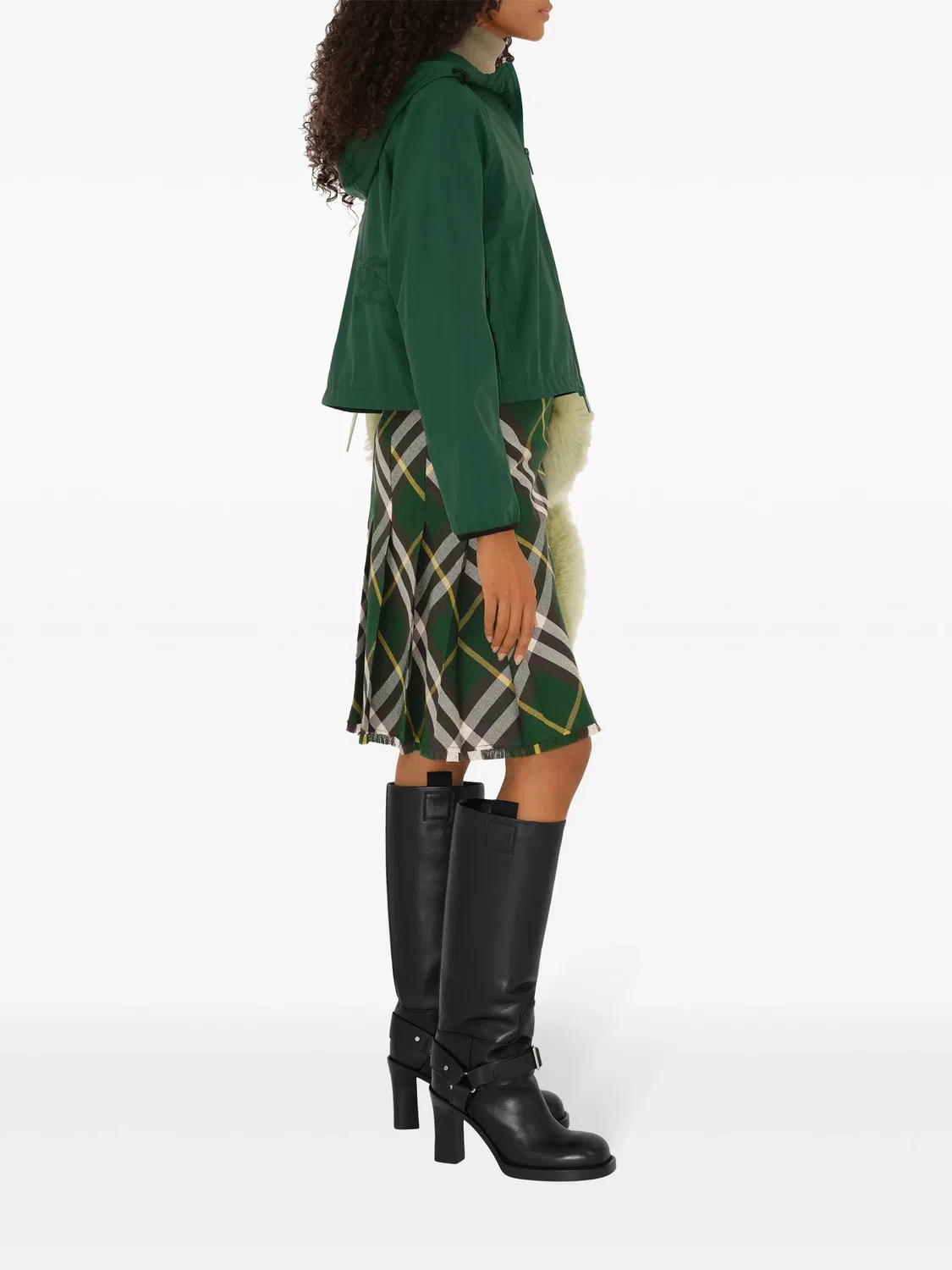 Юбка в клетку из шерсти Burberry, темно-зеленый — фото 3
