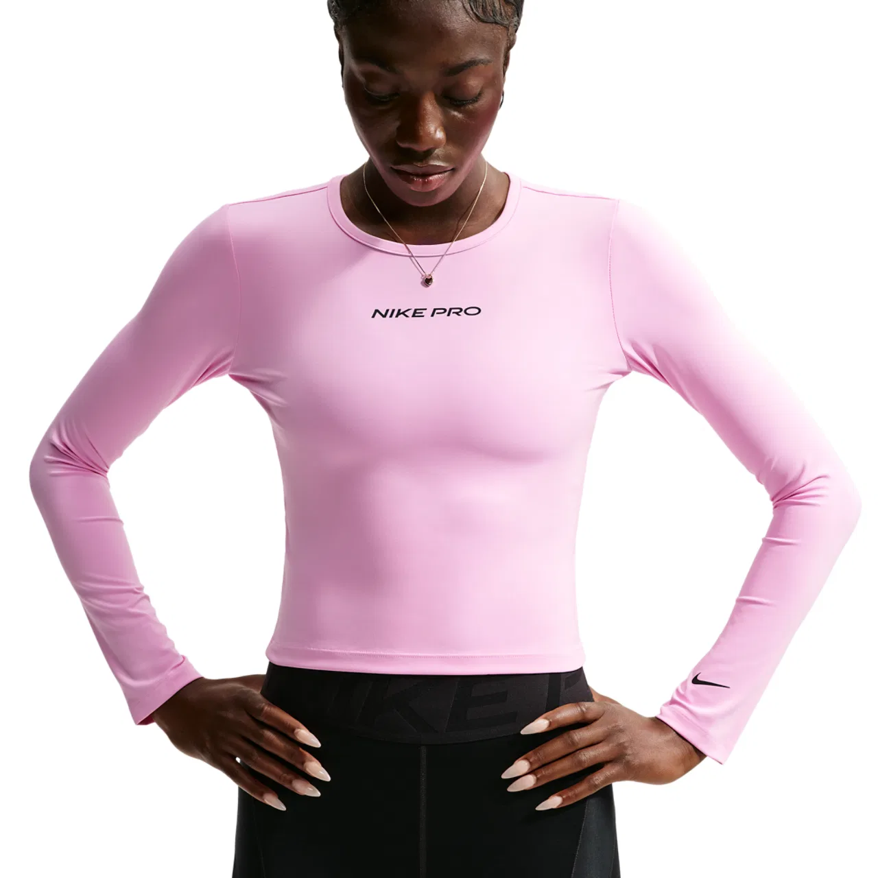 Женский топ Nike Pro Sculpt LS, Pink Rise/Black