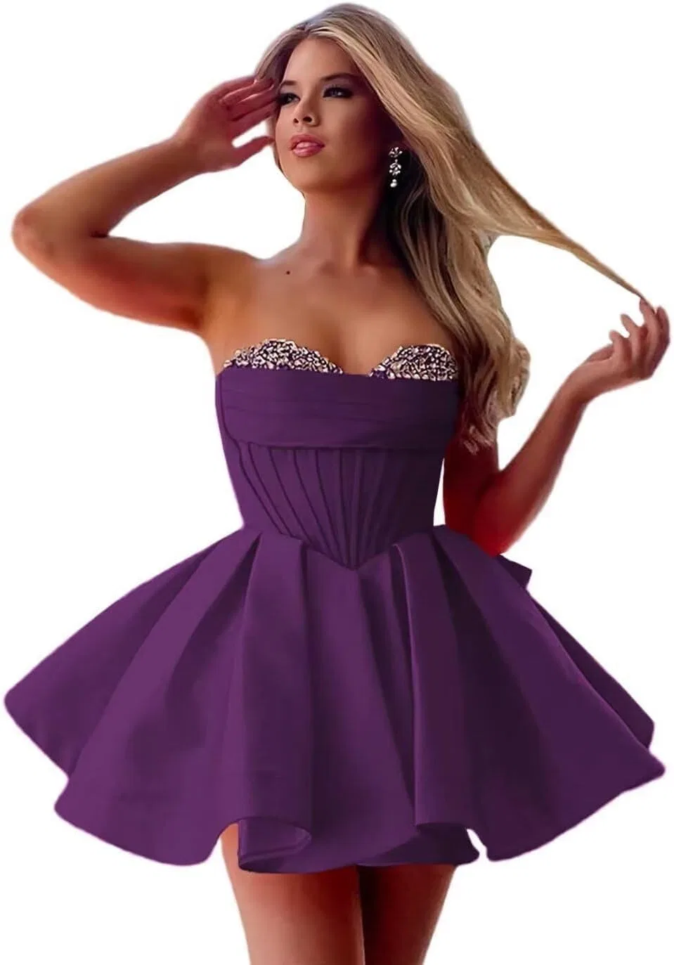 Короткое платье для коктейля с пайетками DAMA, Plum