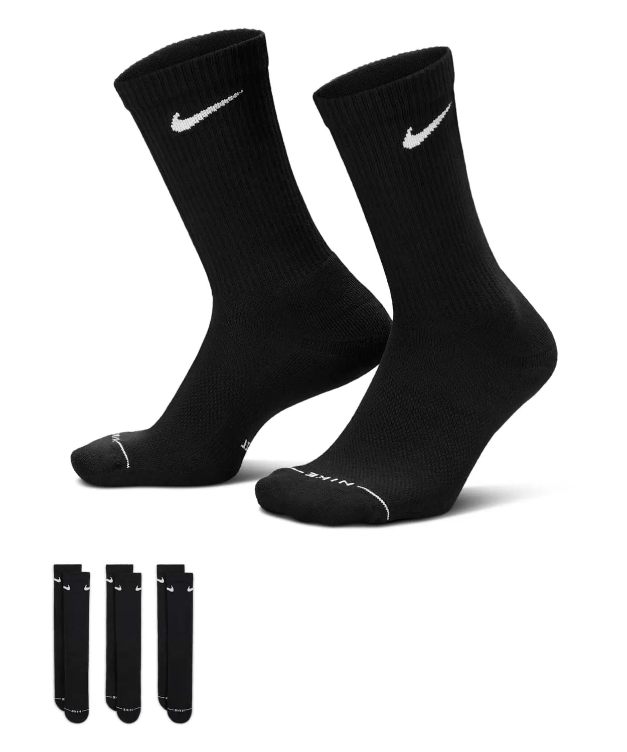 Мужские носки с компрессией и брендовым логотипом, 3 пары, Nike Everyday Elevated Crew NIKE, Black