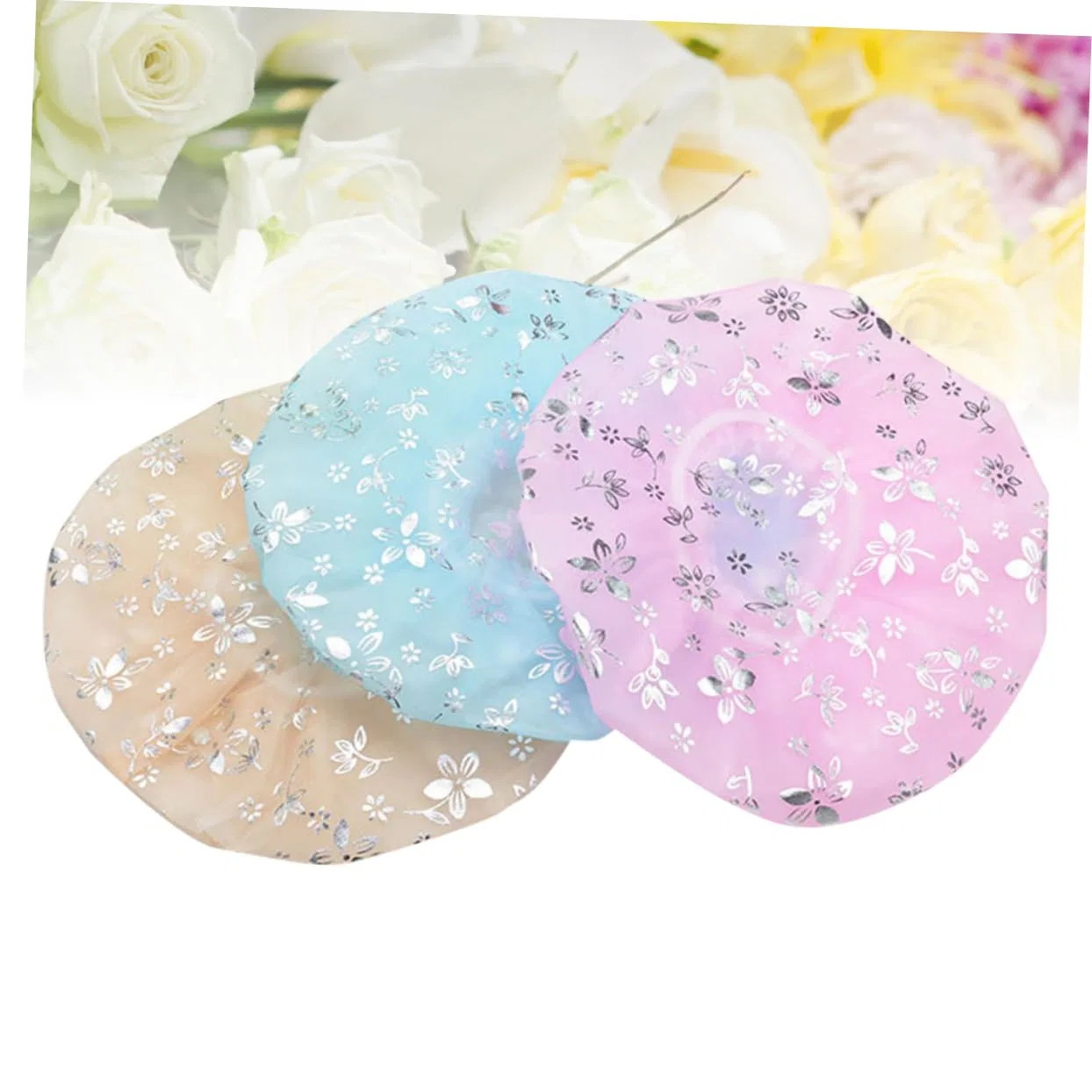 Набор шапочек для душа, FOMIYES, 3 шт, 27x27 см, Blue Pink Beige — фото 3