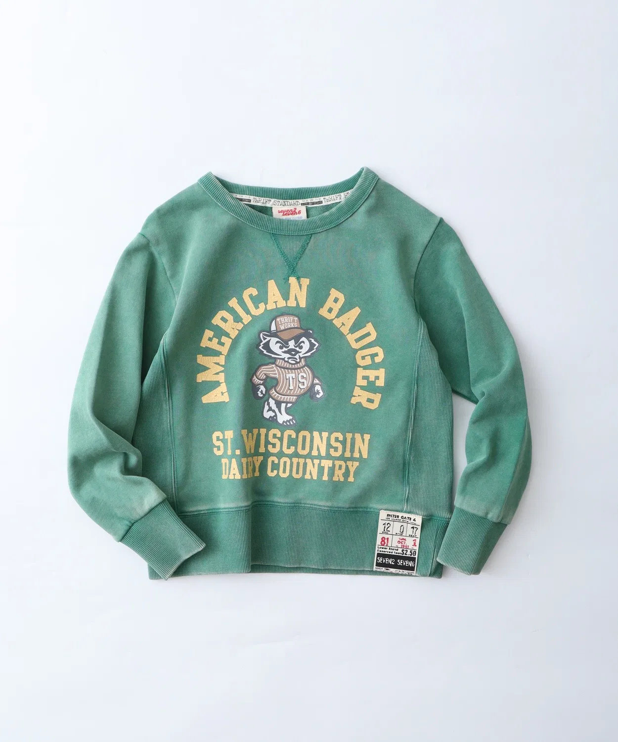 Детский свитшот с длинным рукавоми флагом Vintage Like Flag Patch Sweatshirt FUNALIVE, Оатмил — фото 4