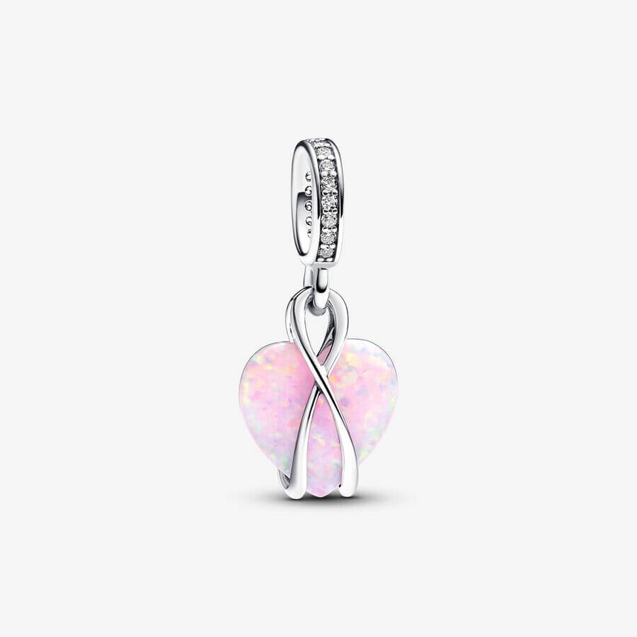 

Шарм-подвеска Pandora Moments Mom Opalescent Heart, серебро/розовый