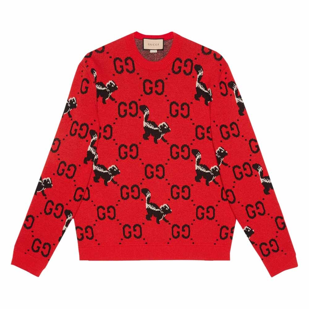 

Свитер Gucci GG And Skunk Wool Knit, красный