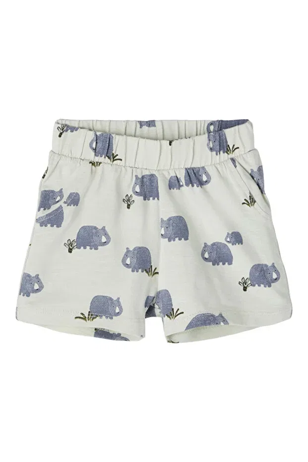 Детские шорты для мальчиков с принтом Organic cotton elastic waist printed baby boy sort Name It, Pale Green