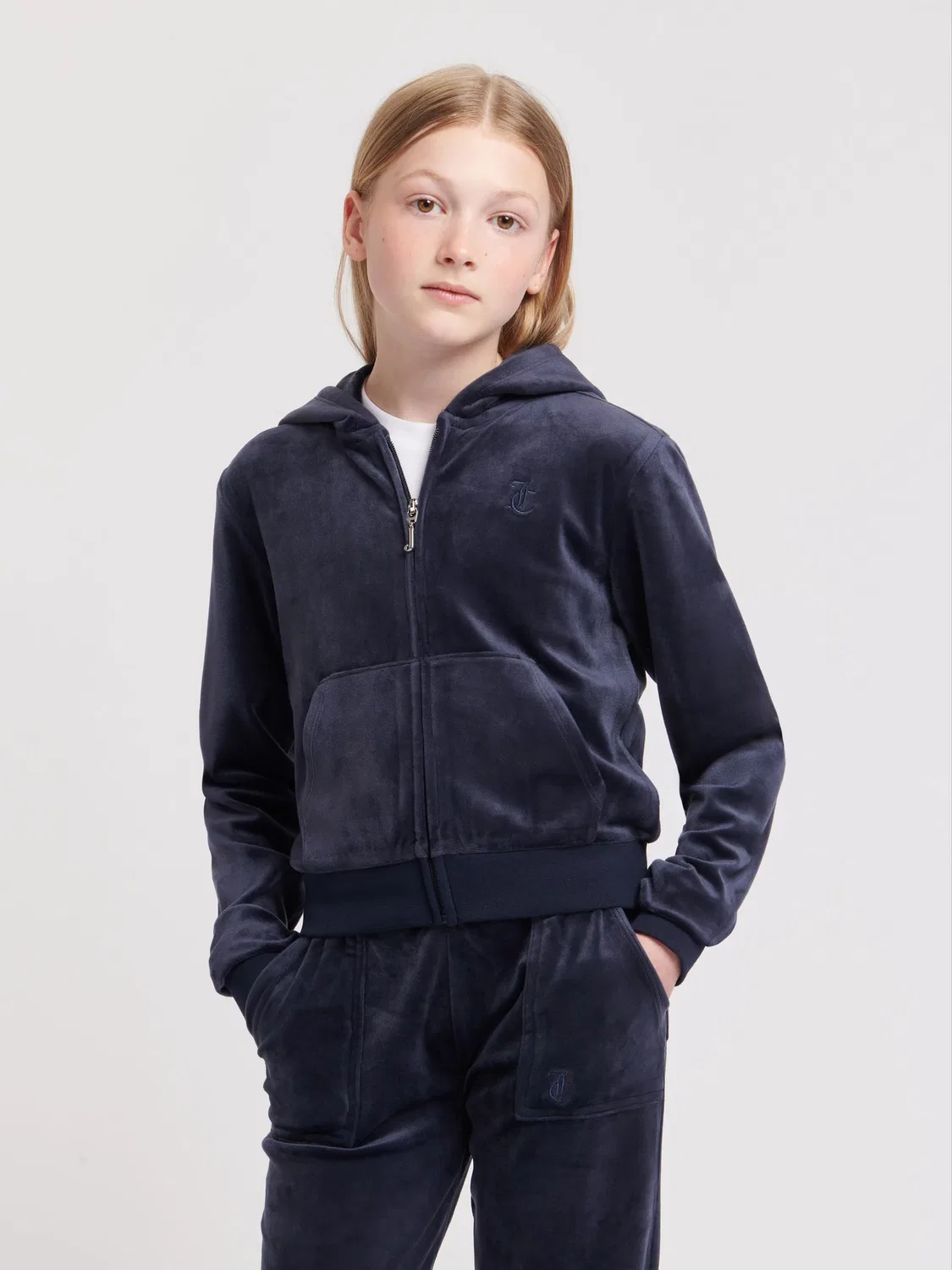 Худи Juicy Couture Tonal Zip-Through с молнией, синий