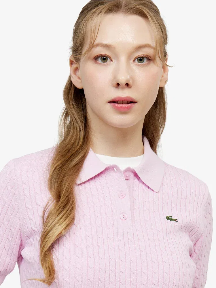 Свитер Polo LACOSTE Pink кабельной вязки — фото 2
