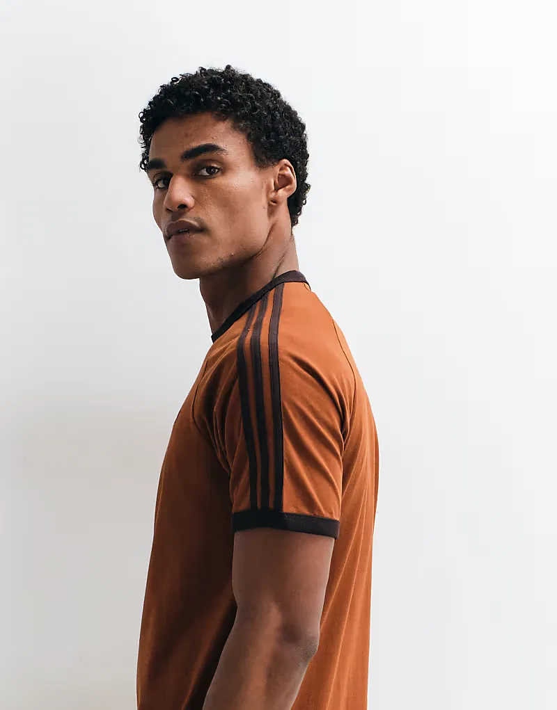 Футболка Adidas Originals с тремя полосками, ярко-оранжевого — фото 4