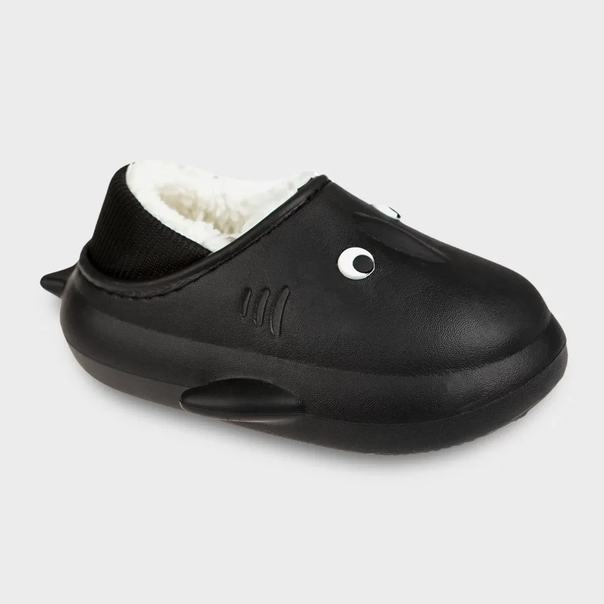 Детские сабо для мальчиков с меховой подкладкой Shark and Dog Clogs Foamwalk, Black