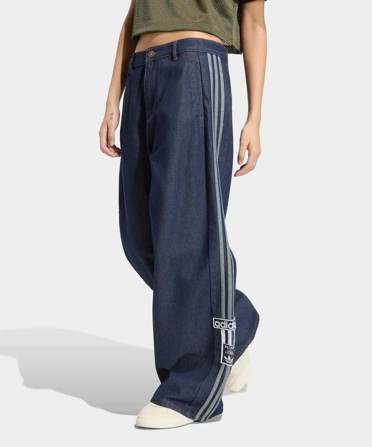 Джинсы женские свободного кроя с широкими штанинами Adibreak Mid Rise Wide Leg Denim Pant Adidas, Синий