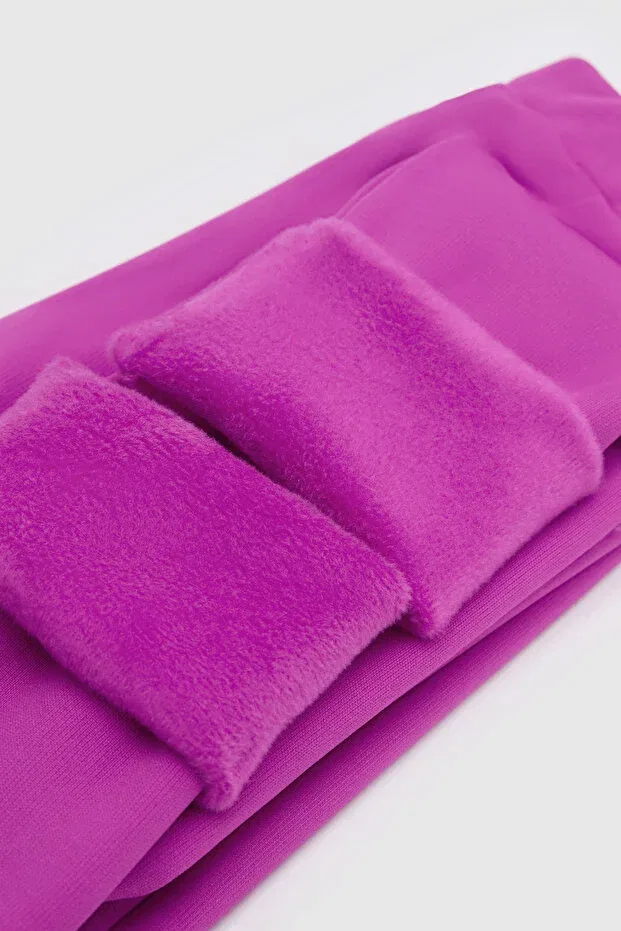 Детские леггинсы для девочек утепленные с вышивкой Lovetti, Light Purple — фото 3