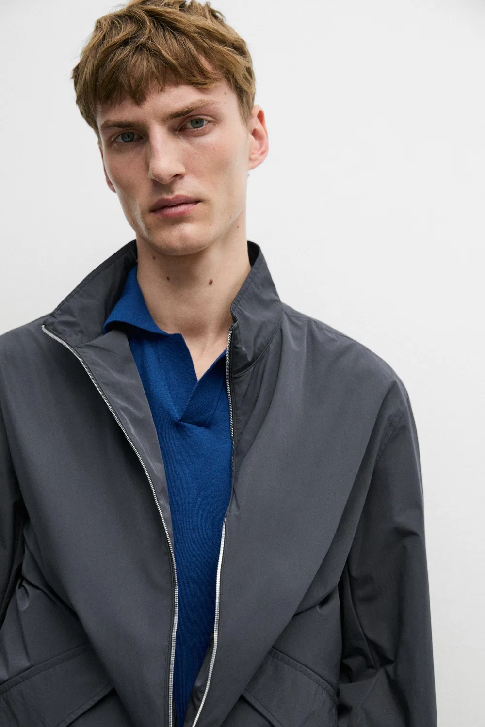Куртка Massimo Dutti, с высоким воротником и карманами, темно-серый — фото 4