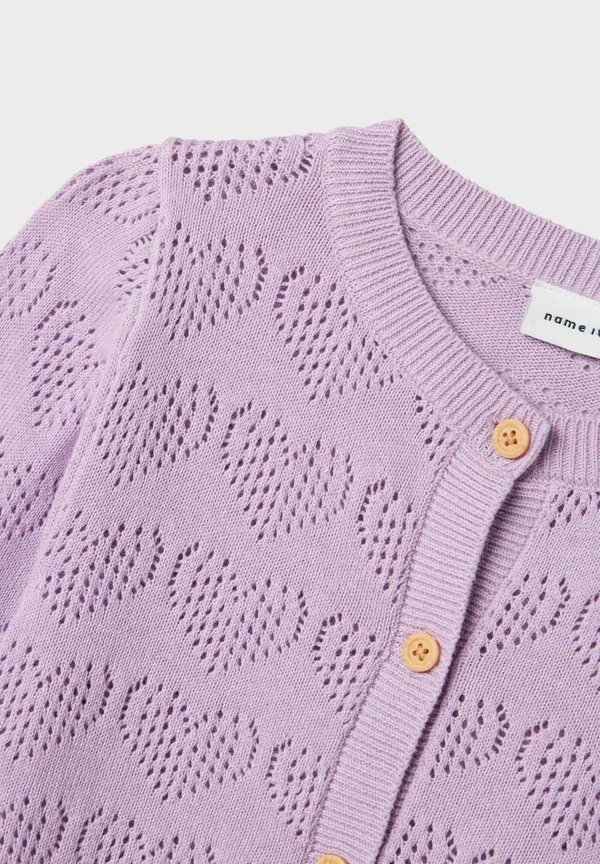 Кардиган хлопковый Knitted long sleeved Name It Lavendula, лавандовый — фото 3