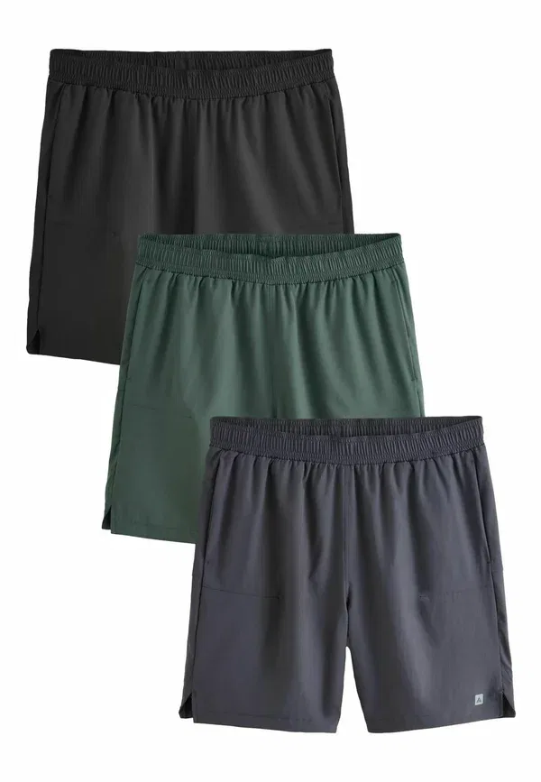 Шорты спортивные Regular Fit 3 Pack Next black slate grey khaki green, черный/зеленый/серый/хаки