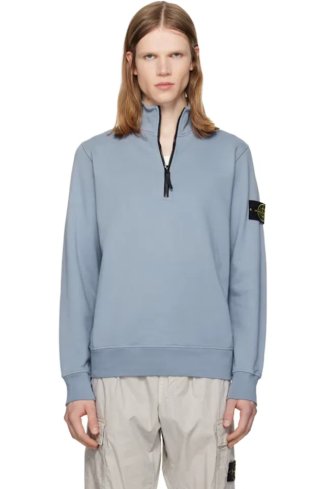 Синий свитшот из органического хлопка с начесом Stone Island