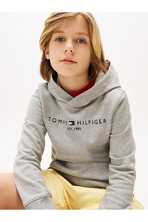 Детское худи для девочек хлопковое Tommy Hilfiger, Gray — фото 2