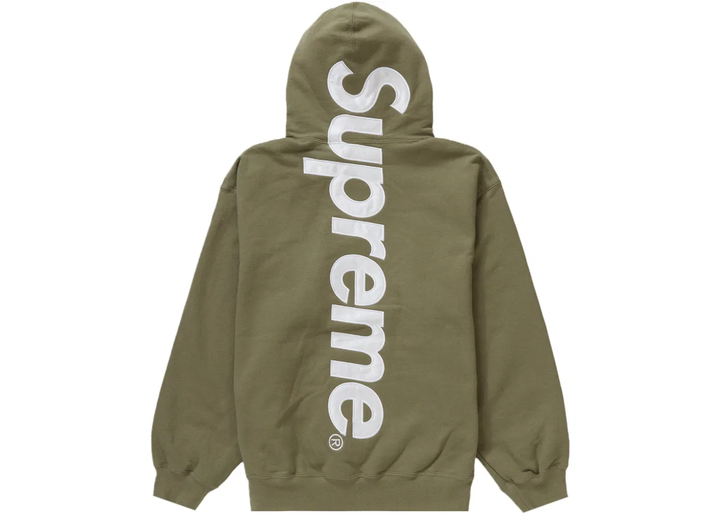Мужской худи с сатиновой аппликацией Supreme, Light Olive