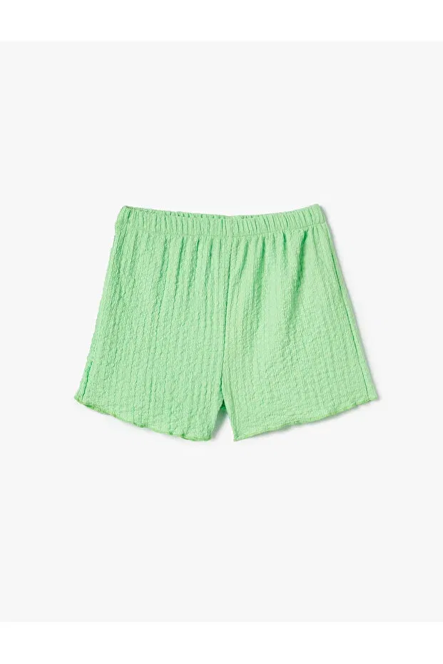 Детские шорты для девочек с эластичным поясом Bürümcük mini shorts with elastic waist Koton, Green