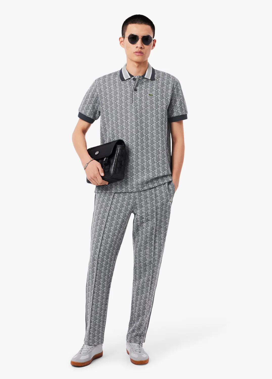 Футболка поло Monogram Classic Fit Lacoste, Grey — фото 3