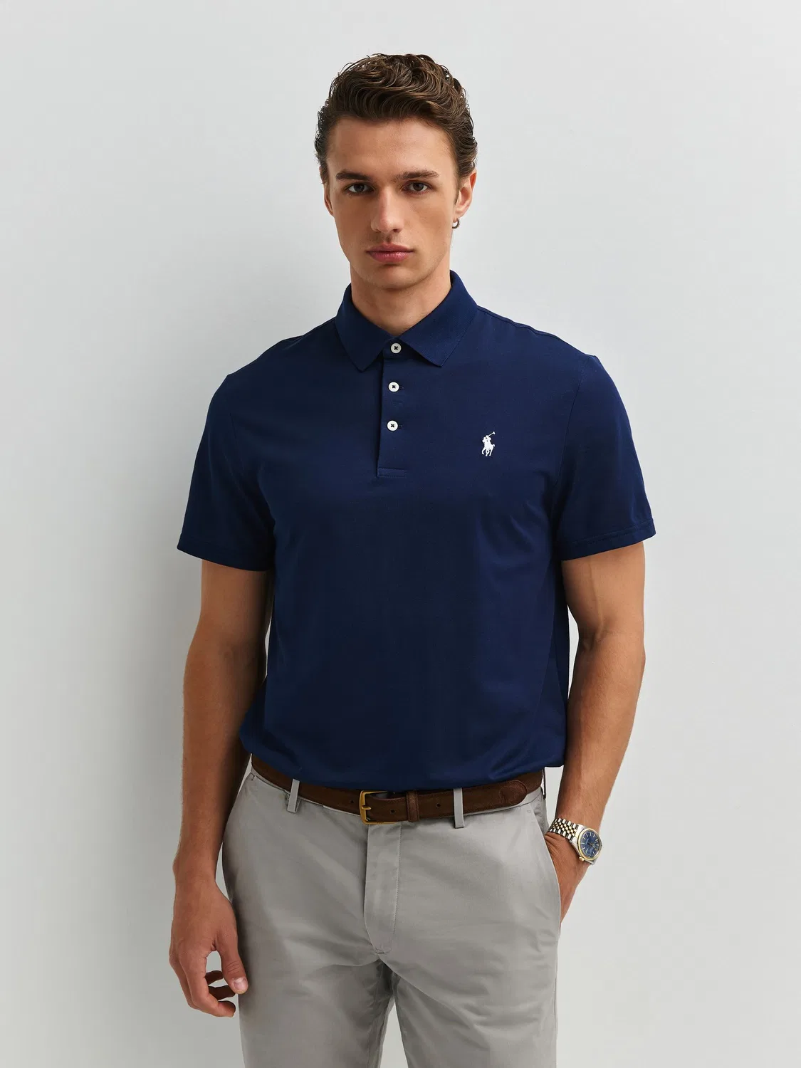 Поло Ralph Lauren Blue Tour, хлопковый пике, синий