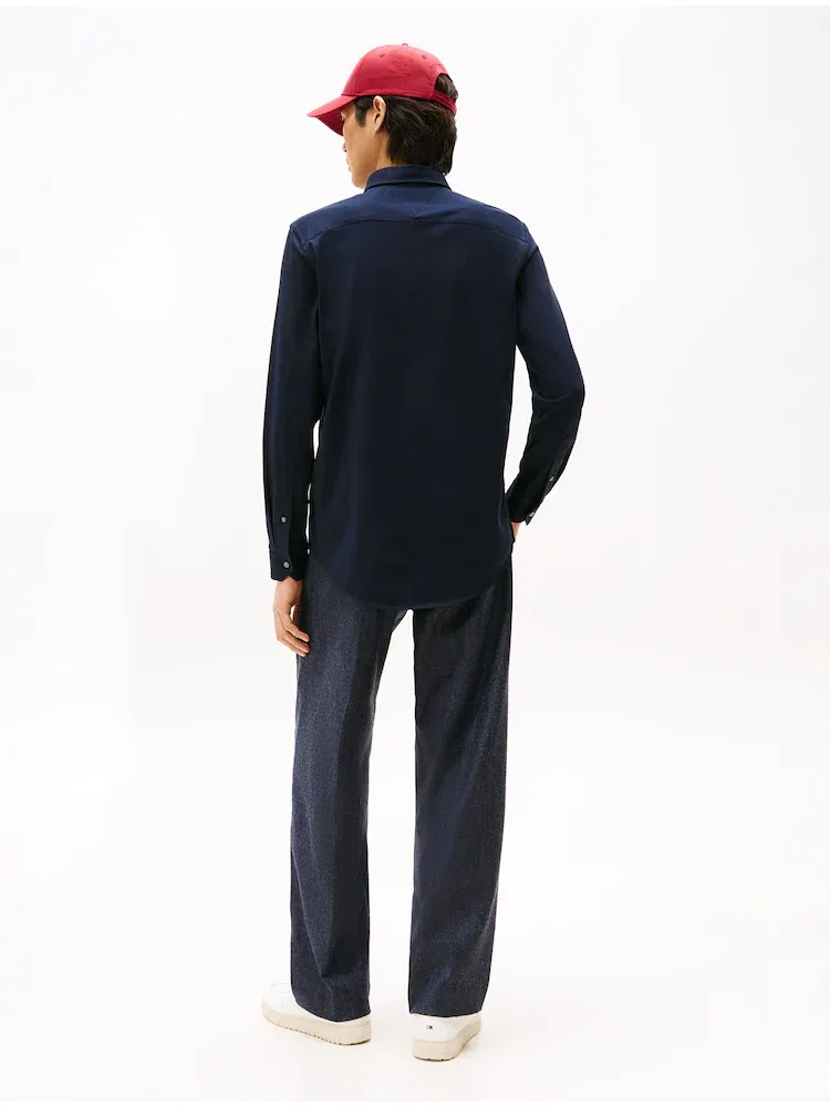 Сорочка с длинным рукавом Slim Fit, Performance Interlock TOMMY HILFIGER, Navy — фото 3