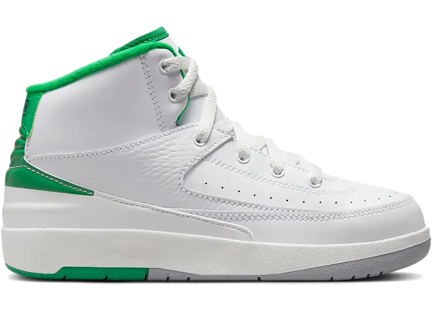 Детские кроссовки Lifestyle Jordan 2 Retro Jordan, White/Lucky Green/Sail/Light Steel Grey