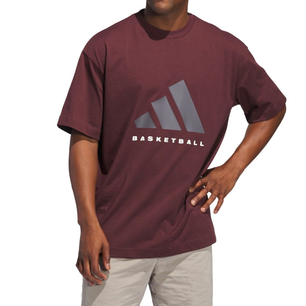 Футболка adidas Basketball T-Shirt 'Burgundy' — фото 2