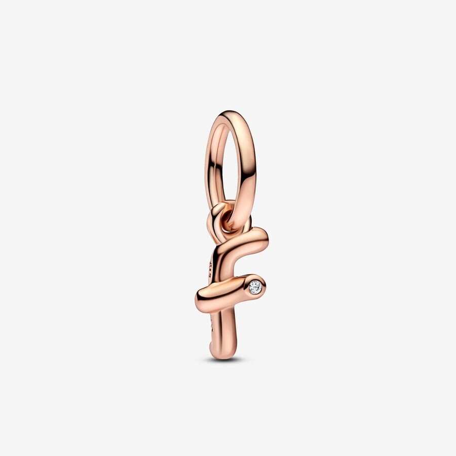 

Шарм Pandora Letter F Script Alphabet Dangle, розовое золото/прозрачный