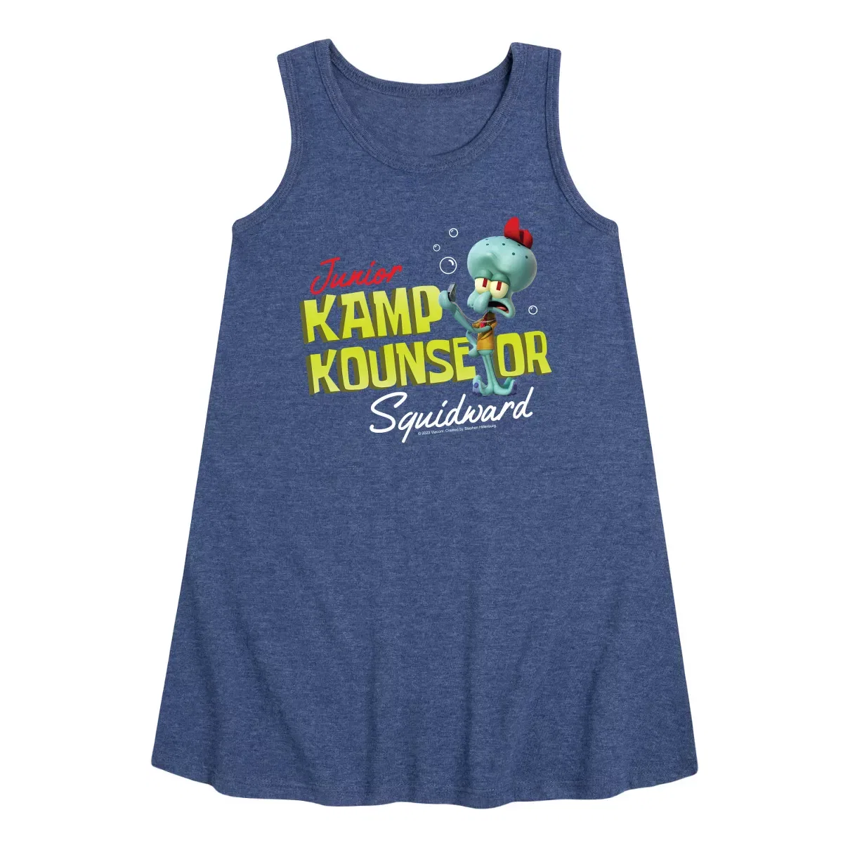 Детское платье-трапеция без рукавов с принтом SpongeBob SquarePants Kamp Koral Kamp Kounselor Squidward, Heather Navy