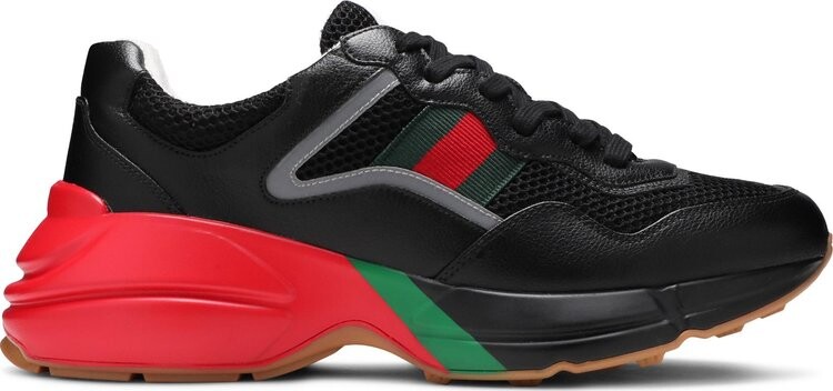 

Кроссовки Gucci Rhyton Black Red Green Reflective, черный