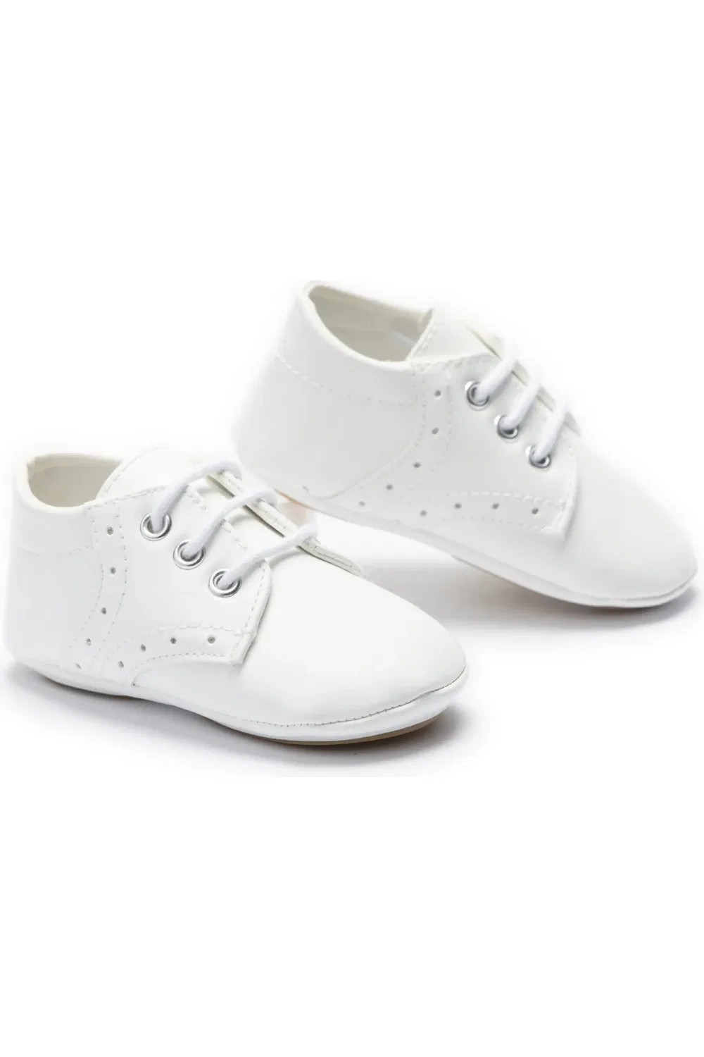 Детские туфельки на шнуровке с перфорацией Lace-Up MOUSTACHE, белый