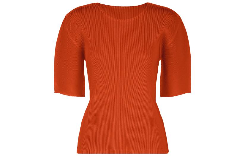 

PLEATS PLEASE ISSEY MIYAKE Женская футболка с заниженной линией плеч, оранжевая