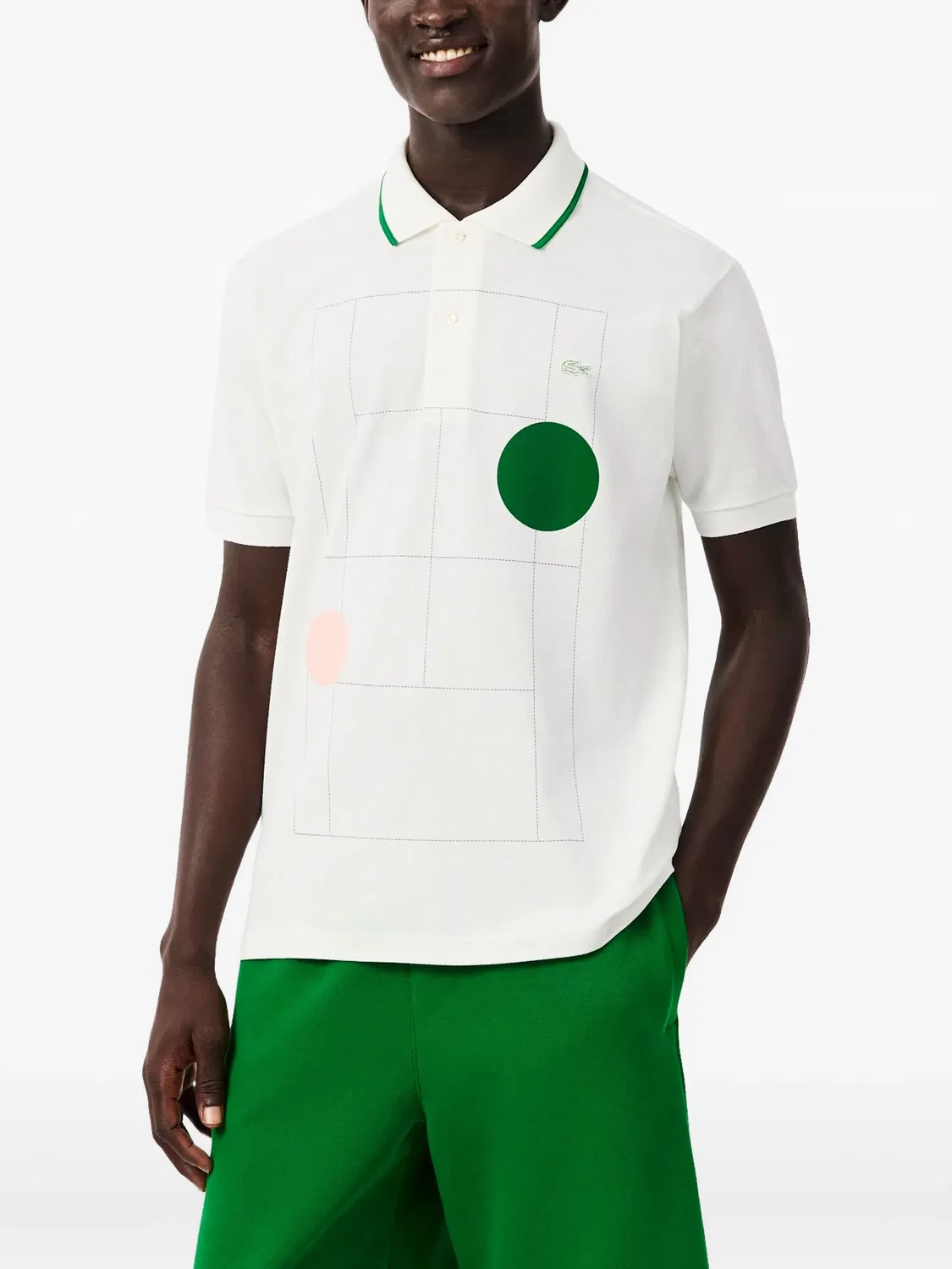 Хлопковое поло с графическим принтом, белое Lacoste, белый — фото 2