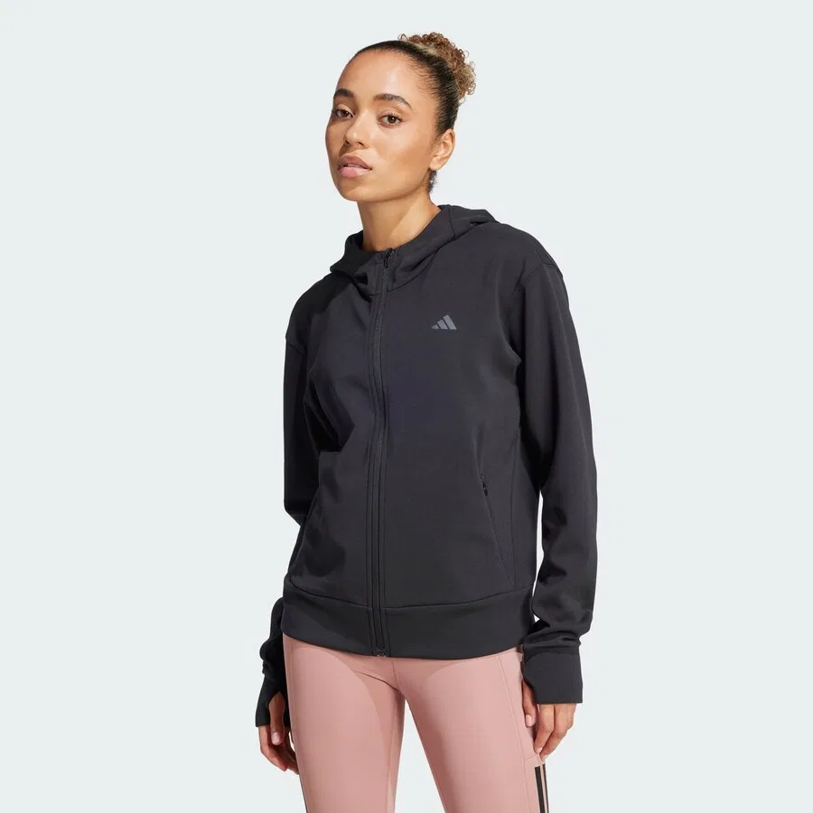Спортивная толстовка на молнии ADIDAS PERFORMANCE 'Designed 4 Training' черного цвета — фото 2