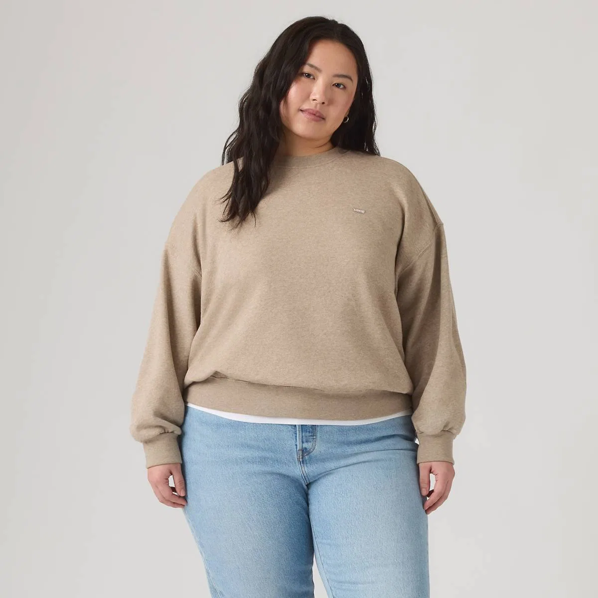 Повседневная толстовка с круглым вырезом (большие размеры) Levi's, Taupe Gray Heather - Brown — фото 3