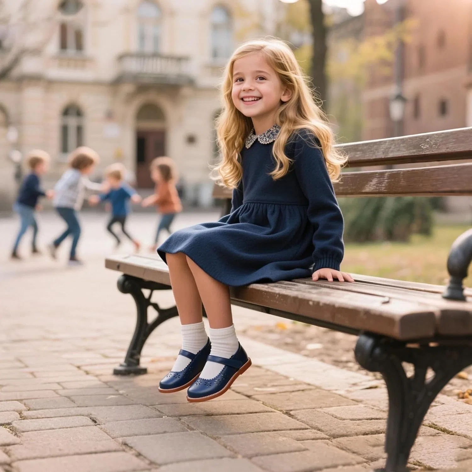 Детские туфли Мэри Джейн с принтом THEE BRON, Navy Blue — фото 4