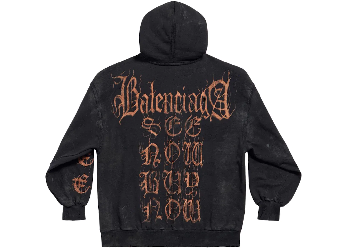 Мужская худи с молнией Heavy Metal Zip-Up Small Fit Hoodie Balenciaga, Black Faded — фото 2
