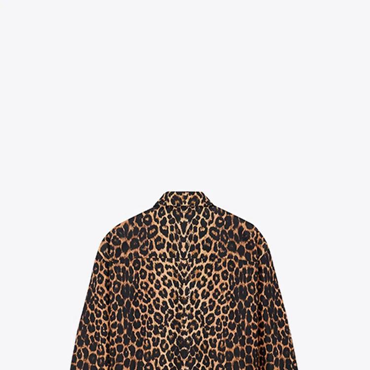 Мужская рубашка оверсайз с леопардовым принтом SAINT LAURENT, Light Tawny — фото 4